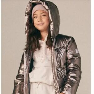 Abercrombie Puffer Metalic Bronze Dusted Rose Fleece Lined Coat Kids Size 15/16